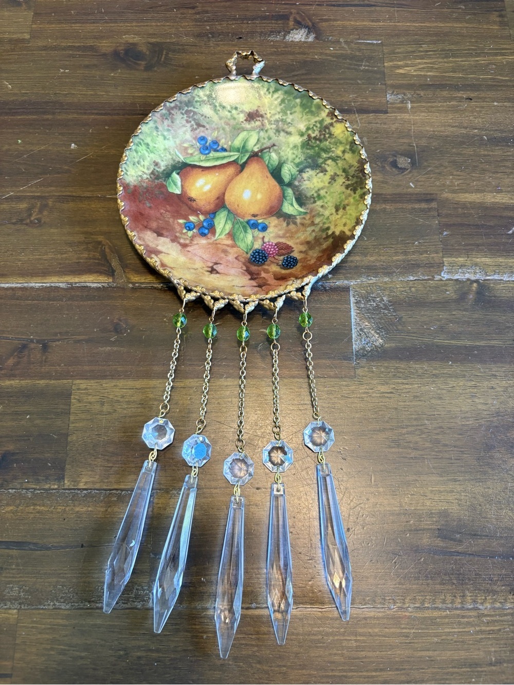 LG C Limoges Porcelain Fruit Plate Still Art Decorative SunCatcher Prism Crystal